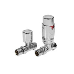 chrome straight thermostatic radiator valve pack (pairs)