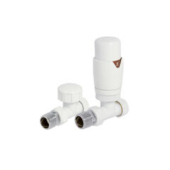 white straight thermostatic radiator valve pack (pairs)