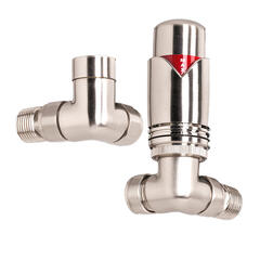 brushed nickel corner thermostatic radiator valve pack (pairs)