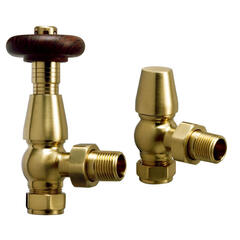 chelsea angled thermostatic radiator valve in brushed brass