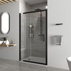 odessa black recess 1200 slider shower door