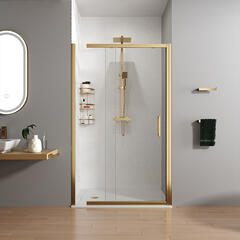 Odessa Brushed Brass recess 1200 slider shower door