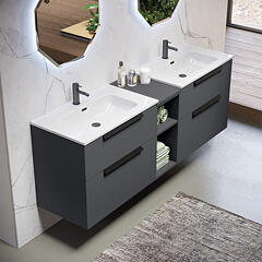 urban matt grey 1780 double vanity unit with central storage