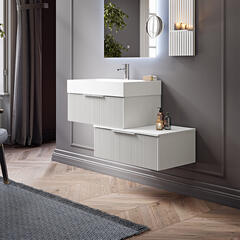 premium matt white 740 vanity unit with two tier storage