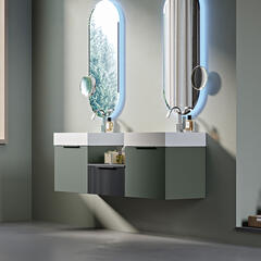 premium matt green double 1500 vanity unit with black central unit