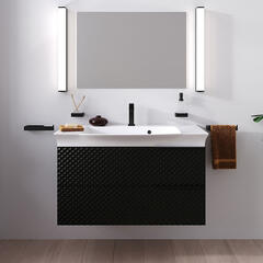 Elvia 950mm Black Vanity Unit with White Basin, Black Handles