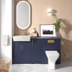 oliver 1500 navy blue combination vanity and toilet set gold