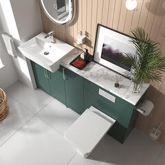 oliver chrome 1500 matt green vanity and toilet package