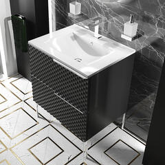 elvia 600 black vanity unit white sink chrome handles