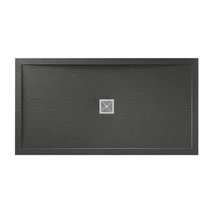 aqualavo 1100 rectangle shower tray black slate effect slimline chrome waste