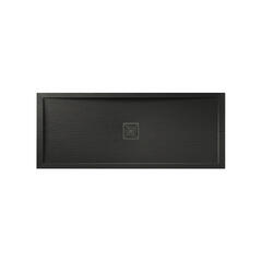 aqualavo 1200 rectangle shower tray black slate effect slimline black waste