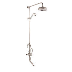 bayswater victrion nickel shower bath riser with head, handset and bath spout