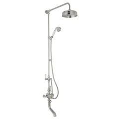 bayswater victrion brushed chrome shower bath riser with head, handset and bath spout
