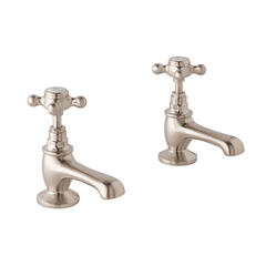 bayswater victrion brushed nickel crosshead basin pillar taps