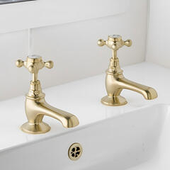 bayswater victrion brushed gold crosshead basin pillar taps