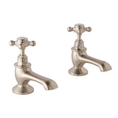 bayswater victrion brushed nickel crosshead bath pillar taps