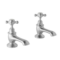 bayswater victrion brushed chrome crosshead bath pillar taps