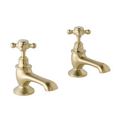 bayswater victrion brushed gold crosshead bath pillar taps