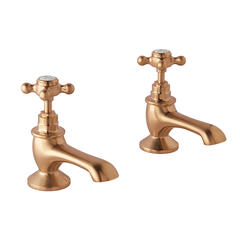 bayswater victrion brushed copper crosshead bath pillar taps