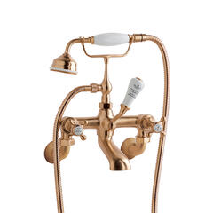 bayswater victrion brushed copper crosshead wall mounted bath shower mixer tap