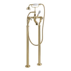 bayswater victrion brushed gold crosshead deck mounted bath shower mixer tap