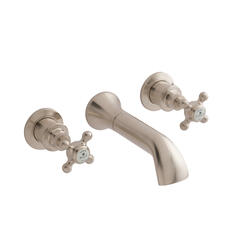 bayswater victrion brushed nickel crosshead three hole wall bath filler tap with spout