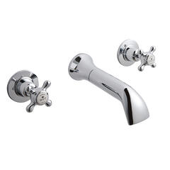 bayswater victrion chrome crosshead three hole wall basin filler tap with spout