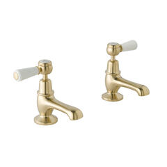 bayswater victrion brushed gold lever basin pillar taps