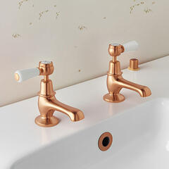 bayswater victrion brushed copper lever basin pillar taps