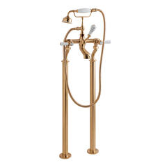 bayswater victrion brushed copper lever deck mounted bath shower mixer tap