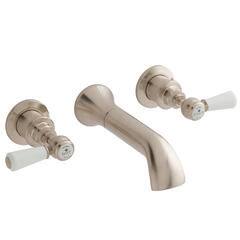 bayswater victrion brushed nickel lever three hole wall bath filler tap with spout