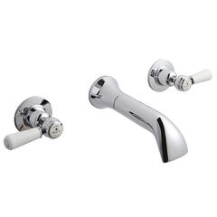 bayswater victrion chrome lever three hole wall basin filler tap with spout