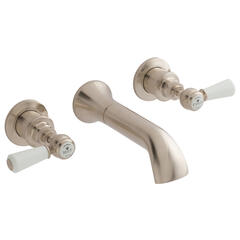 bayswater victrion brushed nickel lever three hole wall basin filler tap with spout