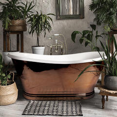 bc designs 1700 copper boat bath with inner enamel & outer copper