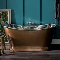 bc designs 1700 copper boat bath with inner nickel & outer antique copper