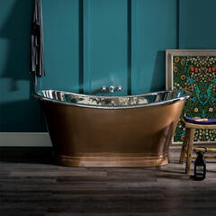 bc designs 1500 copper boat bath with inner nickel & outer antique copper