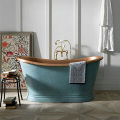 bc designs 1700 copper boat bath verdigris green
