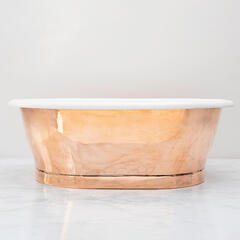 bc designs copper countertop basin 530mm with inner enamel & outer copper