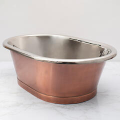 bc designs copper countertop basin 530mm with inner nickel & outer antique copper