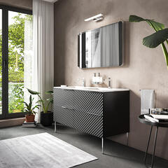 elvia 1200 black vanity unit white sink chrome handles