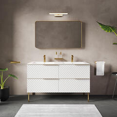 elvia 1200 White Vanity Unit white basin gold handles