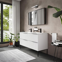 elvia 1200 White Vanity Unit white basin black handles