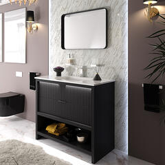 jasmine 1000mm floorstanding black vanity unit chrome handles