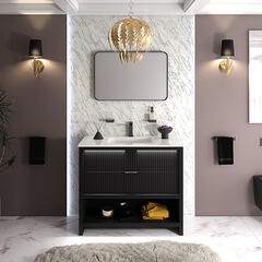 jasmine 1000mm floorstanding black vanity unit black handles