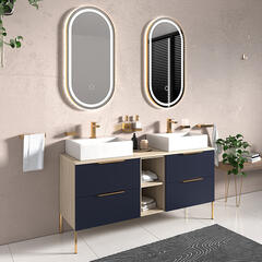 Alani 1500 Navy Blue Double Vanity Rectangular Sink