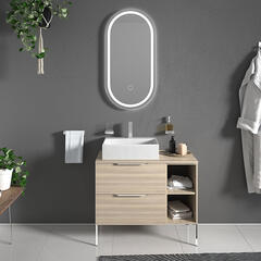 alani 900 oak vanity rectangular sink and shelves