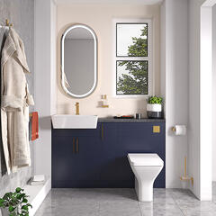 oliver 1300 navy blue combination vanity and toilet set gold