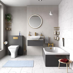 jivana small bath suite 600 grey sink cabinet wc toilet gold