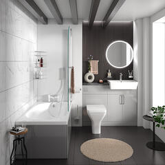 oliver dove grey 1100 fitted furniture small bath suite chrome handles