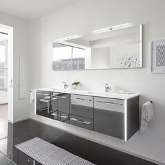 pelipal leonardo 1740mm double vanity unit with profile lighting | basin options, see addons | optional flat mirror